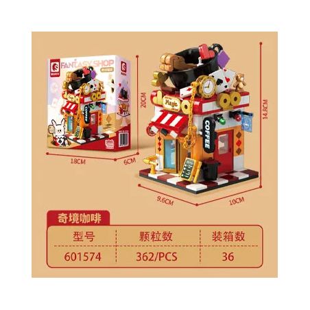 SEMBO 601574 QUÁN ĐẦY MÀU SẮC Ở GÓC PHỐ WONDERLAND COFFEE bộ đồ chơi xếp lắp ráp ghép mô hình 362 khối