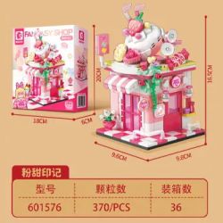 SEMBO 601576 QUÁN MÀU GÓC PHỐ PINK SWEET MARK bộ đồ chơi xếp lắp ráp ghép mô hình 370 khối