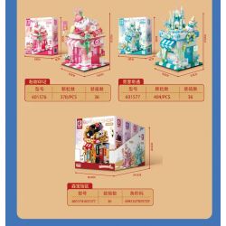 SEMBO 601576 QUÁN MÀU GÓC PHỐ PINK SWEET MARK bộ đồ chơi xếp lắp ráp ghép mô hình 370 khối