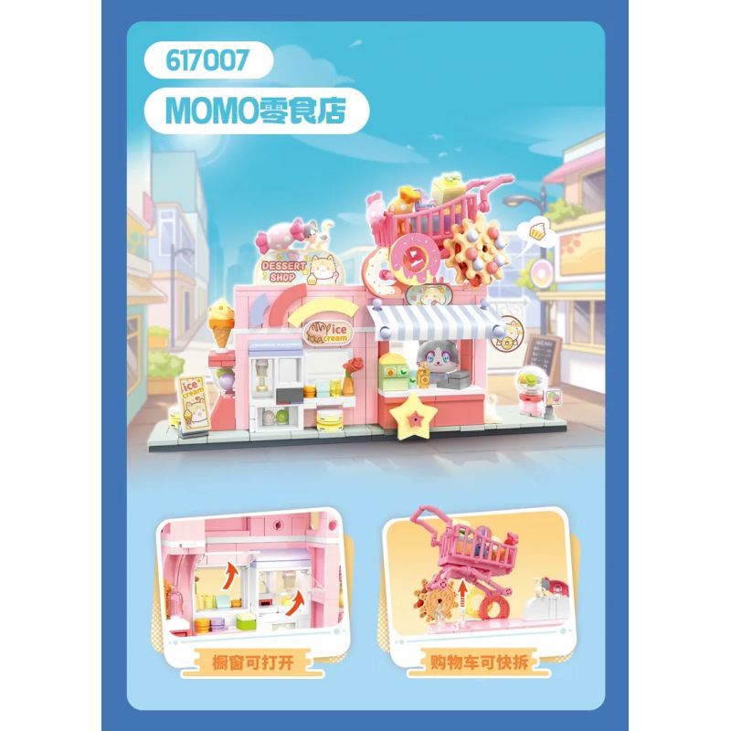 SEMBO 617007 QUÁN ĂN VẶT MOMO bộ đồ chơi xếp lắp ráp ghép mô hình 454 khối