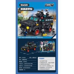 SEMBO 104320 CHIẾN DỊCH BLACK HAWK XE BỌC THÉP KIỂM SOÁT BẠO LOẠN bộ đồ chơi xếp lắp ráp ghép mô hình City ANTI-RIOT ARMORED VEHICLE Thành Phố 1145 khối