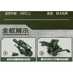 Kazi KY88033 88033 TOM LONG CHÂN M59 PHÁO 6 COMBO bộ đồ chơi xếp lắp ráp ghép mô hình Military Army Quân Sự Bộ Đội 1316 khối