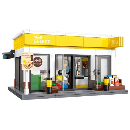 CADA DOUBLEE C66027 66027 CỬA HÀNG TIỆN LỢI SHELL bộ đồ chơi xếp lắp ráp ghép mô hình City Thành Phố 303 khối