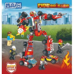 ZHEGAO 913001 CHUYỂN HÓA TRỰC TIẾP TỔ HỢP MECHA CHỮA CHÁY 8 bộ đồ chơi xếp lắp ráp ghép mô hình City Thành Phố 429 khối