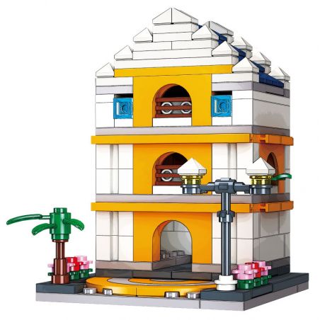 JIESTAR 59075 CHẾ ĐỘ XEM PHỐ THU NHỎ TRƯỜNG HỌC bộ đồ chơi xếp lắp ráp ghép mô hình MINI STREET 206 khối