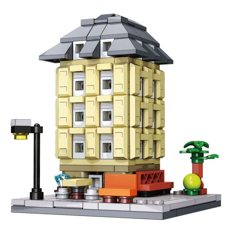 JIESTAR 59076 CHẾ ĐỘ XEM PHỐ THU NHỎ THƯ VIỆN bộ đồ chơi xếp lắp ráp ghép mô hình MINI STREET THE LIBRARY 258 khối