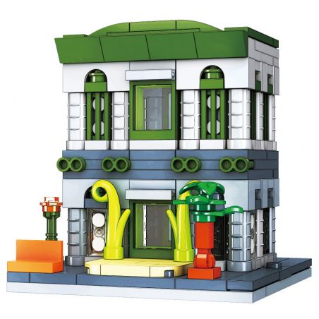 JIESTAR 59080 CHẾ ĐỘ XEM PHỐ THU NHỎ NGÂN HÀNG bộ đồ chơi xếp lắp ráp ghép mô hình MINI STREET BANK 292 khối