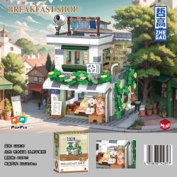 ZHEGAO 612039 KÝ ỨC NĂM THÁNG NHÀ HÀNG ĂN SÁNG CỦA MỌI NGƯỜI bộ đồ chơi xếp lắp ráp ghép mô hình City BREAKFAST SHOP Thành Phố 460 khối