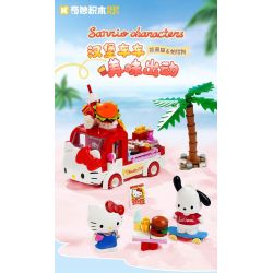 KEEPPLEY K20848 20848 SANRIO XE TẢI BURGER HELLO KITTY CHÓ PACHA bộ đồ chơi xếp lắp ráp ghép mô hình Movie & Game SANRIO CHARACTERS Phim Và Trò Chơi 340 khối