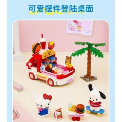 KEEPPLEY K20848 20848 SANRIO XE TẢI BURGER HELLO KITTY CHÓ PACHA bộ đồ chơi xếp lắp ráp ghép mô hình Movie & Game SANRIO CHARACTERS Phim Và Trò Chơi 340 khối