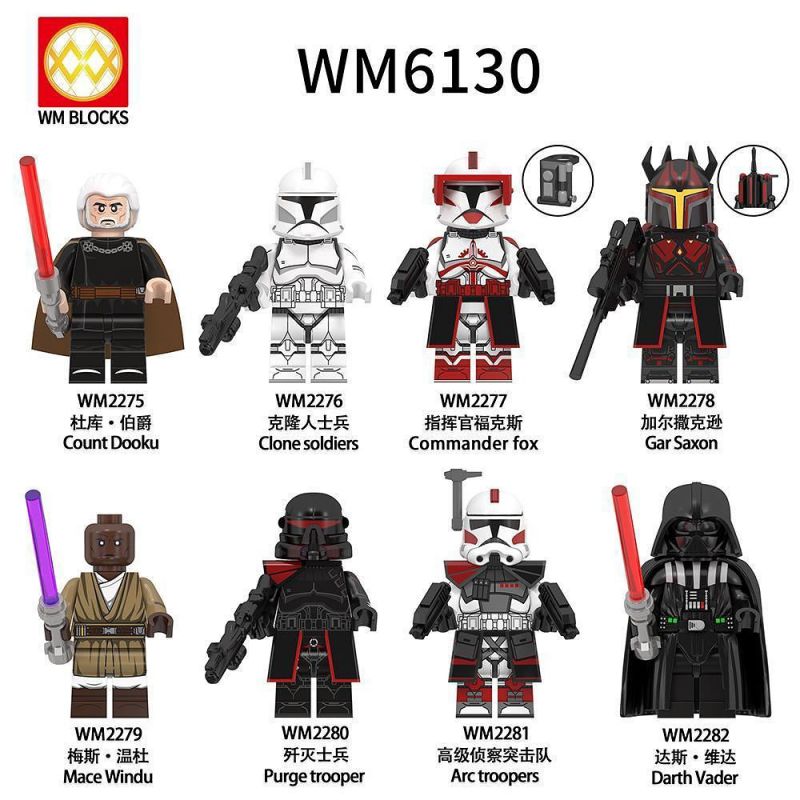 WM 6130 2275 2276 2277 2278 2279 2280 2281 2282 NHÂN VẬT NHỎ TRONG STAR WARS 8 KIỂU bộ đồ chơi xếp lắp ráp ghép mô hình Chiến Tranh Giữa Các Vì Sao