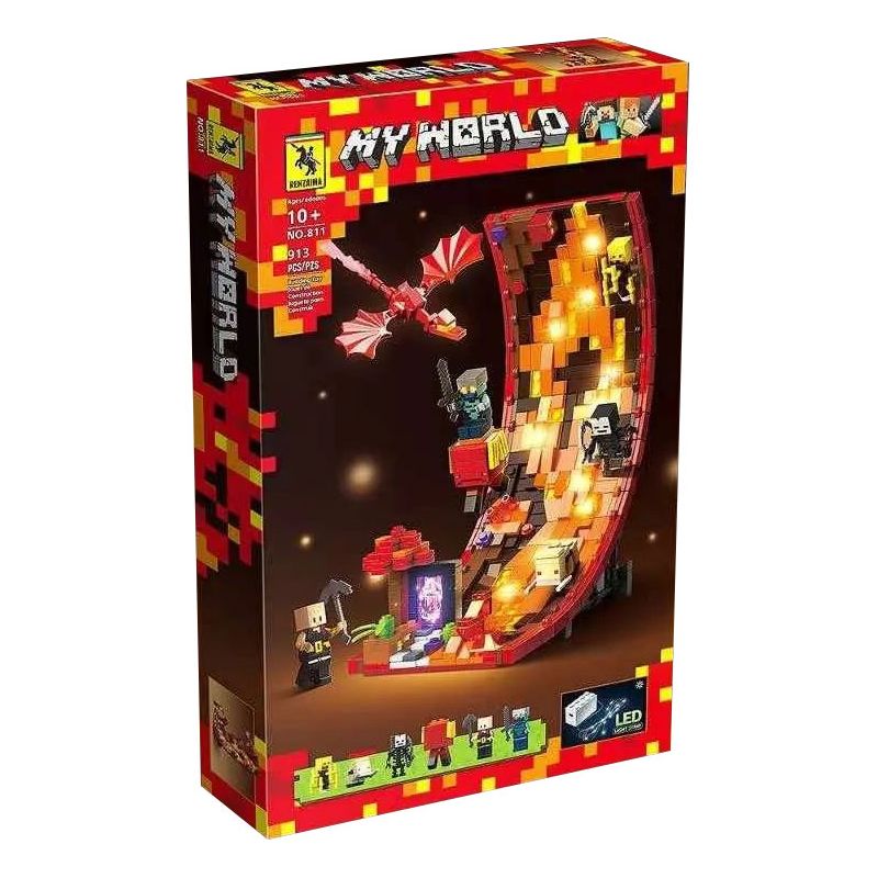 RENZAIMA 811 CÁNH ĐỒNG DUNG NHAM bộ đồ chơi xếp lắp ráp ghép mô hình Minecraft Game Xây Dựng 913 khối