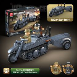 QuanGuan 100284 Quan Guan 100284 CÁC ANH HÙNG VÀ TƯỚNG QUÂN 4 PHÁO PHÒNG KHÔNG FLAK 38 20MM XE MÔ TÔ NỬA BÁNH SD.KFZ2 ĐỊA HÌNH SỰ GAZ-67B SÚNG CỐI HẠNG NẶNG M1938 120MM bộ đồ chơi xếp lắp ráp ghép mô hình Military Army Quân Sự Bộ Đội