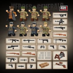 QuanGuan 100284 Quan Guan 100284 CÁC ANH HÙNG VÀ TƯỚNG QUÂN 4 PHÁO PHÒNG KHÔNG FLAK 38 20MM XE MÔ TÔ NỬA BÁNH SD.KFZ2 ĐỊA HÌNH SỰ GAZ-67B SÚNG CỐI HẠNG NẶNG M1938 120MM bộ đồ chơi xếp lắp ráp ghép mô hình Military Army Quân Sự Bộ Đội