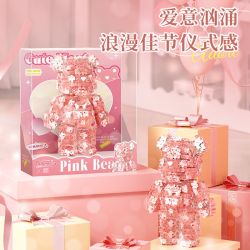 DUOMAIKA D1312 1312 ĐÊM NAY NHƯ MỘT GIẤC MƠ LÃNG MẠN HOA GẤU bộ đồ chơi xếp lắp ráp ghép mô hình Arts & Crafts PINK BEAR 1200 khối