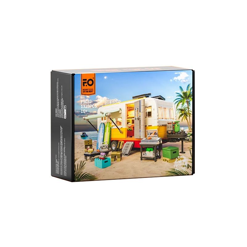 LUMIBRICKS FUNWHOLE F9032 9032 RV BÃI BIỂN bộ đồ chơi xếp lắp ráp ghép mô hình Creator TRAVEL TRAILER Sáng Tạo 1325 khối