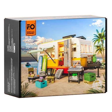 LUMIBRICKS FUNWHOLE F9032 9032 RV BÃI BIỂN bộ đồ chơi xếp lắp ráp ghép mô hình Creator TRAVEL TRAILER Sáng Tạo 1325 khối