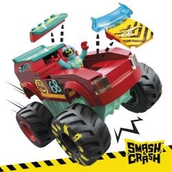 MEGA BLOKS HNG53 HOT WHEELS DEMO DERBY EXTREME TRICK COURSE XE TẢI QUÁI VẬT KÉO LÙI bộ đồ chơi xếp lắp ráp ghép mô hình Speed Champions Racing Cars HOT WHEELS DEMO DERBY EXTREME TRICK COURSE MONSTER TRUCK Đua Xe Công Thức 151 khối