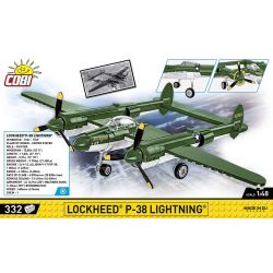 COBI 5882 MÁY BAY CHIẾN ĐẤU P-38 CỦA MỸ tỷ lệ 1:48 bộ đồ chơi xếp lắp ráp ghép mô hình Military Army LOCKHEED P-38 LIGHTNING Quân Sự Bộ Đội 332 khối