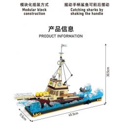 SMALL ANGLE JD074 TÀU CHỞ HÀNG VÀ CÁ MẬP TRẮNG NHỎ bộ đồ chơi xếp lắp ráp ghép mô hình Movie & Game SHARK ATTACK! Phim Và Trò Chơi 1109 khối