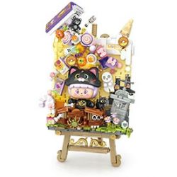 LOZ 4116 TRANH 3D MÈO ĐEN THẦN KỲ bộ đồ chơi xếp lắp ráp ghép mô hình Art