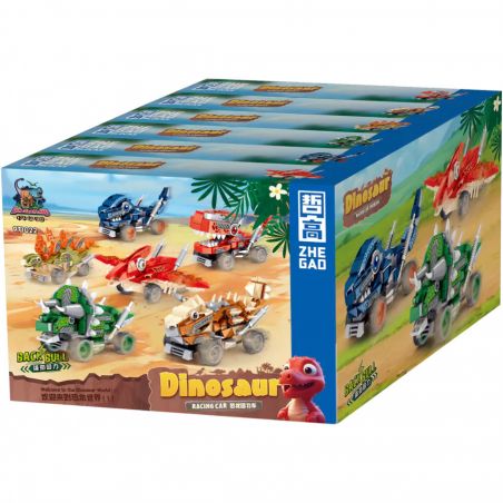 ZHEGAO 971022 XE KÉO KHỦNG LONG 6 LOẠI STEGOSAURUS ANKYLOSAURUS TARBOSAURUS TYRANNOSAURUS REX PTERANODON TRICERATOPS bộ đồ chơi xếp lắp ráp ghép mô hình 1191 khối