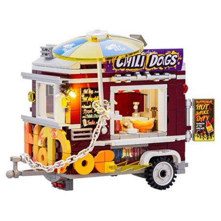 LUMIBRICKS FUNWHOLE F9046 9046 PHỐ MỸ QUẦY BÁN XÚC XÍCH ĐƯỜNG bộ đồ chơi xếp lắp ráp ghép mô hình City CHILI DOG TRAILER Thành Phố 515 khối