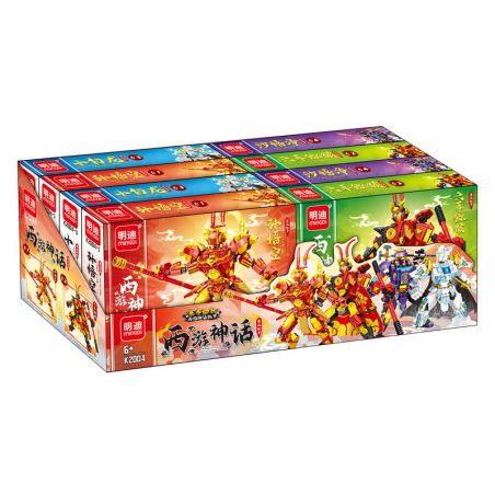 MINGDI LEIBAO K2004 2004 TÂY DU KÝ MECHA PHONG CÁCH TRUNG HOA THẦN THOẠI 4 LOẠI TÔN NGỘ KHÔNG KHỈ SÁU TAI RỒNG NHỎ MÀU TRẮNG VÀ SHA WUJING bộ đồ chơi xếp lắp ráp ghép mô hình 1070 khối