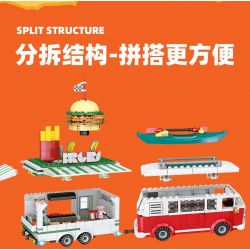 JIESTAR JJ9041 9041 XE BURGER CỔ ĐIỂN bộ đồ chơi xếp lắp ráp ghép mô hình City BURGER JOINT Thành Phố 883 khối