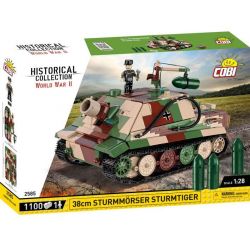 COBI 2585 XE TĂNG TẤN CÔNG SÚNG CỐI 38CM tỷ lệ 1:28 bộ đồ chơi xếp lắp ráp ghép mô hình Military Army 38 CM STURMMÖRSER STURMTIGER Quân Sự Bộ Đội 1100 khối