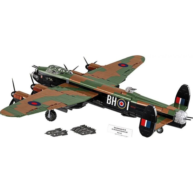 COBI 5759 5758 MÁY BAY NÉM BOM CHIẾN LƯỢC AVRO LANCASTER MK.III tỷ lệ 1:48 bộ đồ chơi xếp lắp ráp ghép mô hình Military Army AVRO LANCASTER B. III Quân Sự Bộ Đội 1595 khối