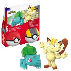 MEGA BLOKS JCR82 POKÉMON BULBASAUR VÀ MEOWTH bộ đồ chơi xếp lắp ráp ghép mô hình Movie & Game POKÉMON BULBASAUR & MEOWTH Phim Và Trò Chơi 60 khối