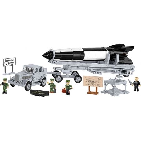 COBI 3119 TÊN LỬA V2 VÀ PHƯƠNG TIỆN VẬN CHUYỂN JAGUAR SS 100 tỷ lệ 1:35 bộ đồ chơi xếp lắp ráp ghép mô hình Military Army V2 ROCKET & SS100 TRANSPORTER - LIMITED EDITION Quân Sự Bộ Đội 1525 khối