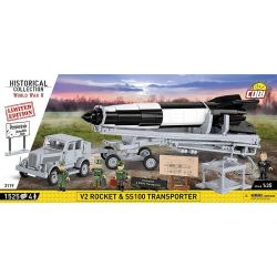 COBI 3119 TÊN LỬA V2 VÀ PHƯƠNG TIỆN VẬN CHUYỂN JAGUAR SS 100 tỷ lệ 1:35 bộ đồ chơi xếp lắp ráp ghép mô hình Military Army V2 ROCKET & SS100 TRANSPORTER - LIMITED EDITION Quân Sự Bộ Đội 1525 khối
