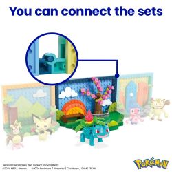 MEGA BLOKS HXF81 POKÉMON CẢNH CÔNG VIÊN bộ đồ chơi xếp lắp ráp ghép mô hình Movie & Game POKÉMON PARK SCENE Phim Và Trò Chơi 222 khối