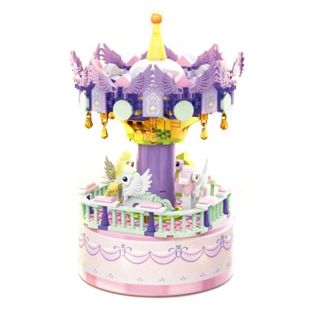 AMERICAN LEAGUE JX099 HỘP NHẠC BĂNG CHUYỀN VUI VẺ bộ đồ chơi xếp lắp ráp ghép mô hình MERRY GO ROUND 456 khối