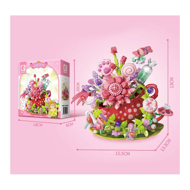 SEMBO 611101 TIỆC TRÀ HOA NGÔN NGỮ BÍ MẬT CỦA SUỐI bộ đồ chơi xếp lắp ráp ghép mô hình Arts & Crafts 313 khối