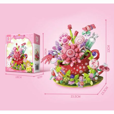 SEMBO 611101 TIỆC TRÀ HOA NGÔN NGỮ BÍ MẬT CỦA SUỐI bộ đồ chơi xếp lắp ráp ghép mô hình Arts & Crafts 313 khối