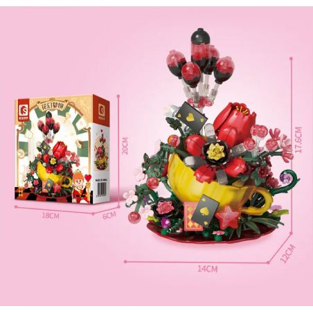 SEMBO 611102 TIỆC TRÀ HOA bộ đồ chơi xếp lắp ráp ghép mô hình Arts & Crafts 308 khối