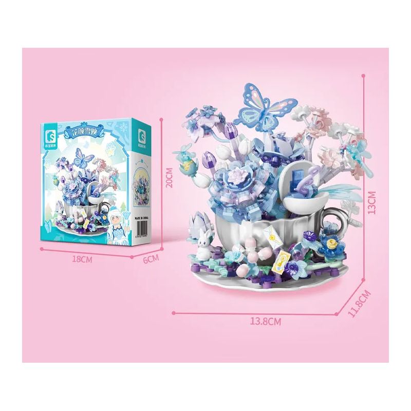 SEMBO 611103 TIỆC TRÀ HOA bộ đồ chơi xếp lắp ráp ghép mô hình Arts & Crafts 349 khối