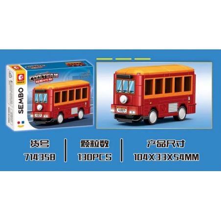 SEMBO 714358 ĐỘI XE BUÝT MÀU ĐỎ MÁT MẺ bộ đồ chơi xếp lắp ráp ghép mô hình Racers Đua Tốc Độ 130 khối