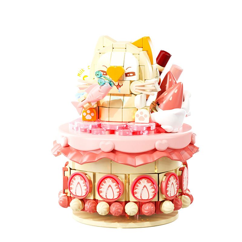 GEKKOSHA 802028 BÁNH LẮC THÚ CƯNG DỄ THƯƠNG BÉ MEO VỚI VỎ SỮA DÂU bộ đồ chơi xếp lắp ráp ghép mô hình Arts & Crafts SHAKE