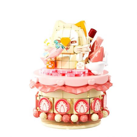 GEKKOSHA 802028 BÁNH LẮC THÚ CƯNG DỄ THƯƠNG BÉ MEO VỚI VỎ SỮA DÂU bộ đồ chơi xếp lắp ráp ghép mô hình Arts & Crafts SHAKE