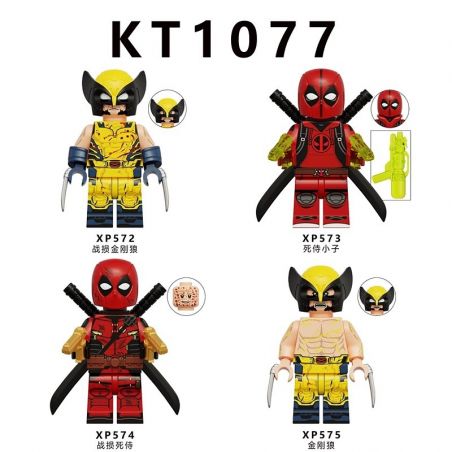 KORUIT XP574 XP575 KT1077 1077 XP572 XP573 CÁC NHÂN VẬT NHỎ CỦA DEADPOOL VÀ WOLVERINE 4 bộ đồ chơi xếp lắp ráp ghép mô hình Super Heroes DEADPOOL & WOLVERINE Siêu Nhân Anh Hùng