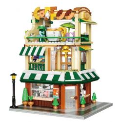 ZHEGAO 613034 ĐÓN ÁNH SÁNG QUÁN CÀ PHÊ bộ đồ chơi xếp lắp ráp ghép mô hình Creator Sáng Tạo