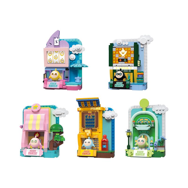 WISE BLOCK AULDEY HA392104 392104 BỮA TIỆC EGGMAN 5 LOẠI CẢNH ĐƯỜNG PHỐ NỔI DANXIAO HUANG VÀ HUANXIN HUT HEI VIDEO GAME DANXIAOFENG SHOP LAN BLIND BOX XIAOLU MANOR HUT. bộ đồ chơi xếp lắp ráp ghép mô hình Movie & Game Phim Và Trò Chơi