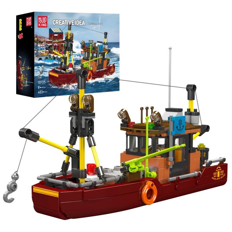 MouldKing 10135 Mould King 10135 THUYỀN ĐÁNH CÁ bộ đồ chơi xếp lắp ráp ghép mô hình City ANGLING BOAT Thành Phố 403 khối