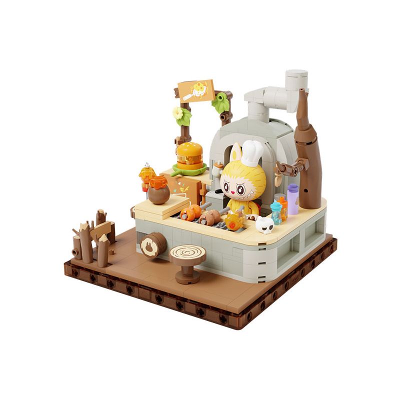 POP MART P10007 10007 CĂN CỨ BÍ MẬT TRONG RỪNG QUÁI VẬT ẨM THỰC THIÊN TÀI bộ đồ chơi xếp lắp ráp ghép mô hình GENIUS COOK 506 khối