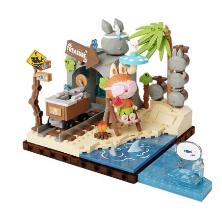 POP MART P10008 10008 CĂN CỨ BÍ MẬT TRONG RỪNG QUÁI VẬT TRUY TÌM KHO BÁU TRÊN BIỂN bộ đồ chơi xếp lắp ráp ghép mô hình SEASIDE PRIZES 451 khối