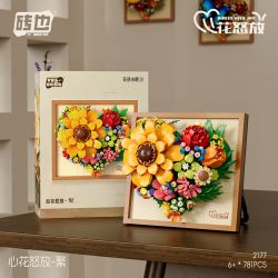 WEILE CREATION 2177 HOA KHÔNG NGỦ IV TRÁI TIM ĐANG NỞ RỘ. bộ đồ chơi xếp lắp ráp ghép mô hình Arts & Crafts ETERNAL FLOWER 781 khối